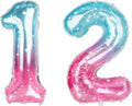 40 Inch Blue Pink Number 12 Balloon, Ombre Foil Tween Birthday Party Decor | by Unknown