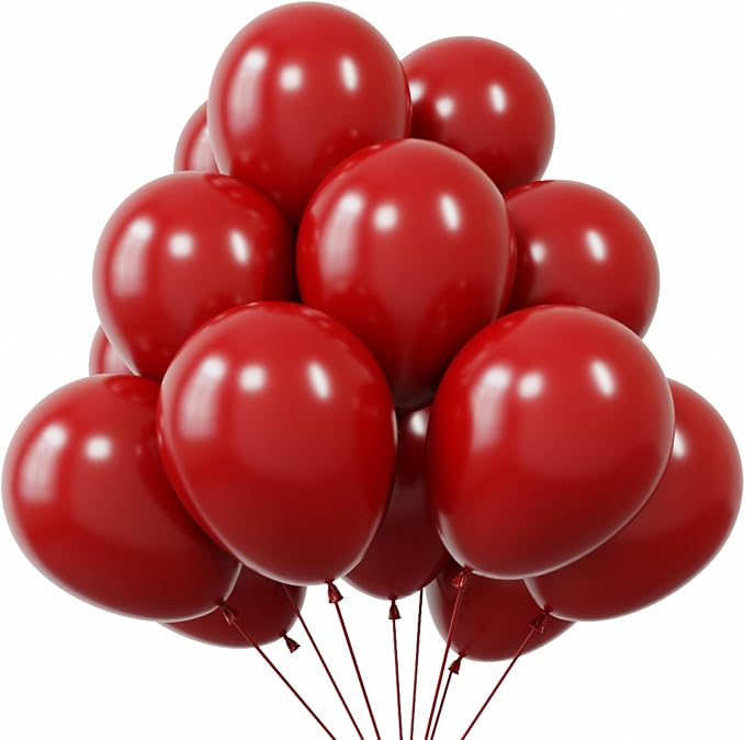 KBZVNAF Burgundy Latex Party Balloons 50 Pack 12 inch | Dark Red Helium Matte by KBZVNAF