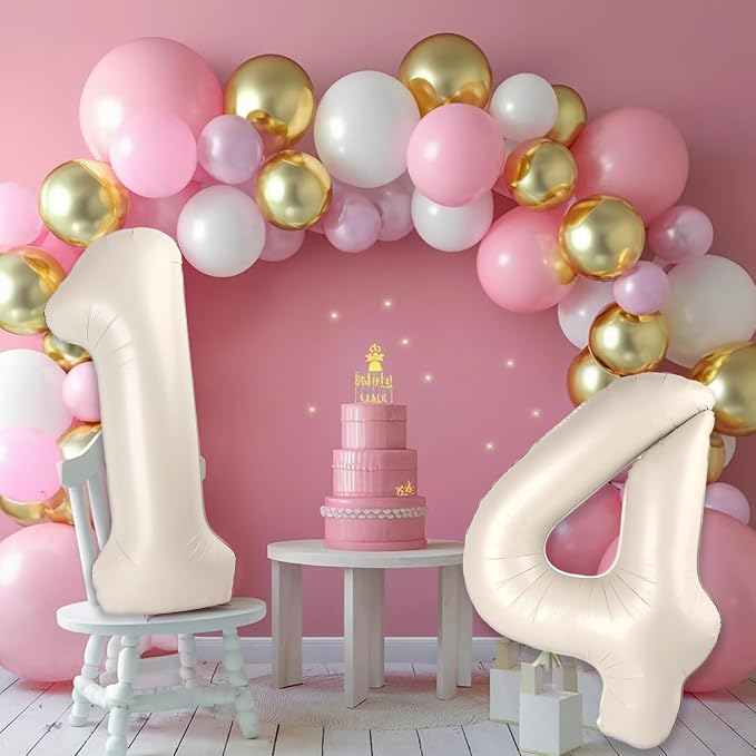 Cream White Number 17 71 Balloon - Image 6