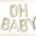 40 Inch Beige OH BABY Balloons, Giant Cream White Letters BABY Balloons Foil by Lovoir