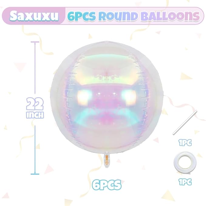 22 Inch Iridescent Balloons, 22 Inch Big Round Foil Balloon - Image 2