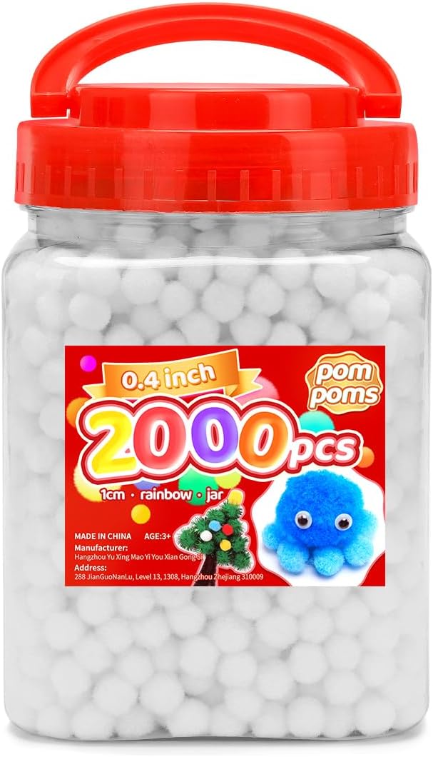 Iooleem White Pom Poms, Small Size, Pom Poms by IOOLEEM