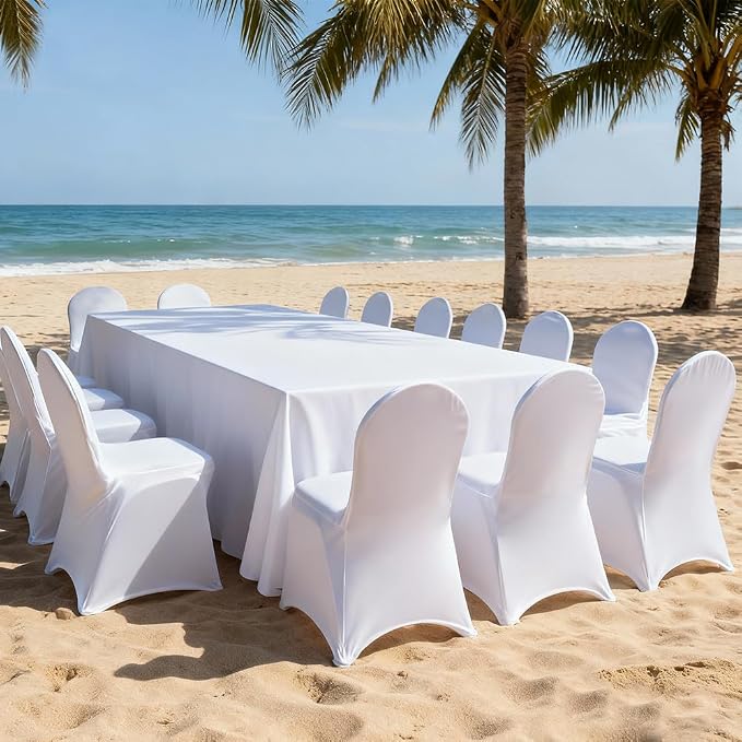 50 Pcs White Folding Chair Cover Washable Removable Universal Fitted Chair - Image 8