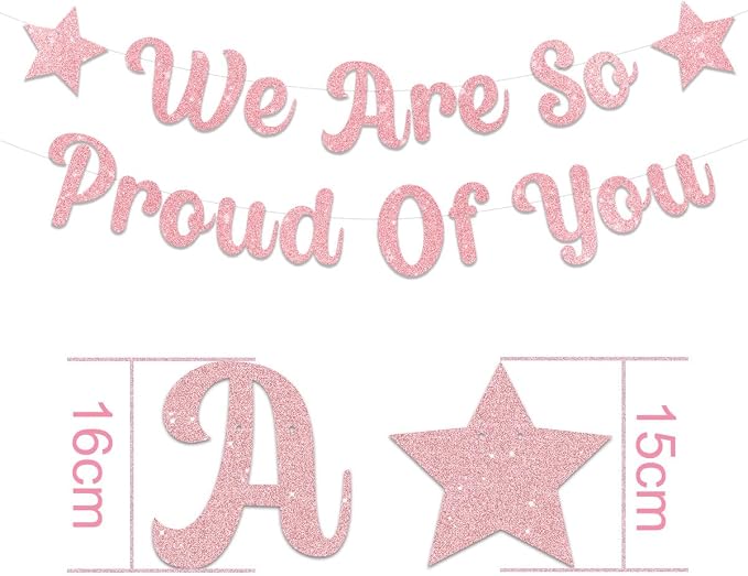 We are So Proud of You Banner Rose Gold Glittery Class of 2026 Graduation - Image 6