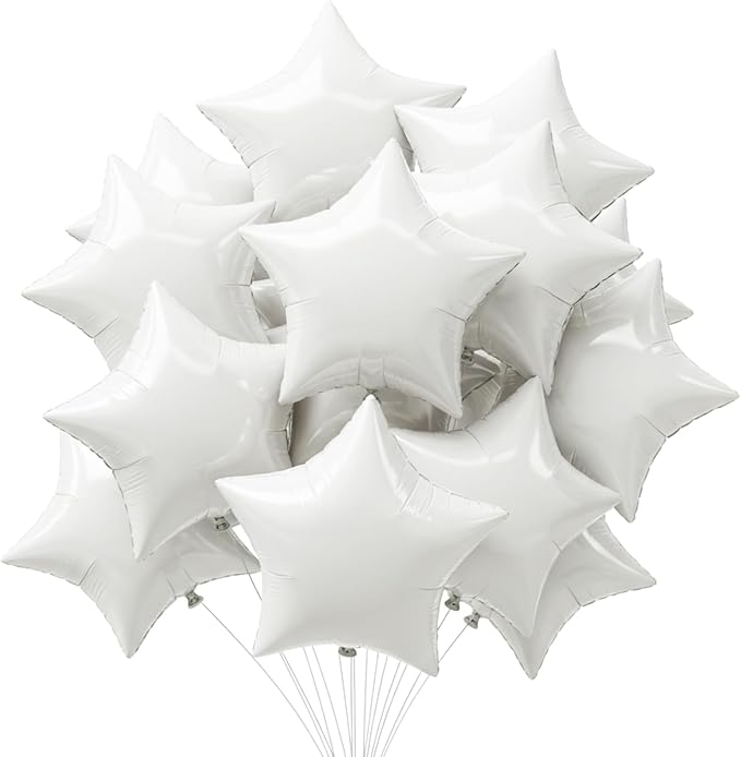TONIFUL 15 Pcs Star Shaped Balloons 18 Inch Large White Foil Balloons | Big by TONIFUL