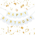 White Happy Birthday Banner by ZgimiPartyHome