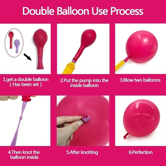 Hot Pink Balloon Arch Kit Double Stuffed, Dark Light Pink Magenta Blush Gold - Image 5