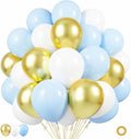 Blue Gold White Latex Balloons, 50 Pack 12 Inches light Blue Balloons Helium by PATYDECRO