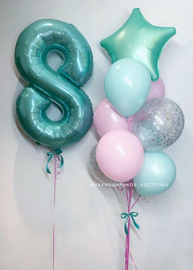 Happy Birthday Balloon 40 Inch Blue-Green 7 Balloon - Image 3
