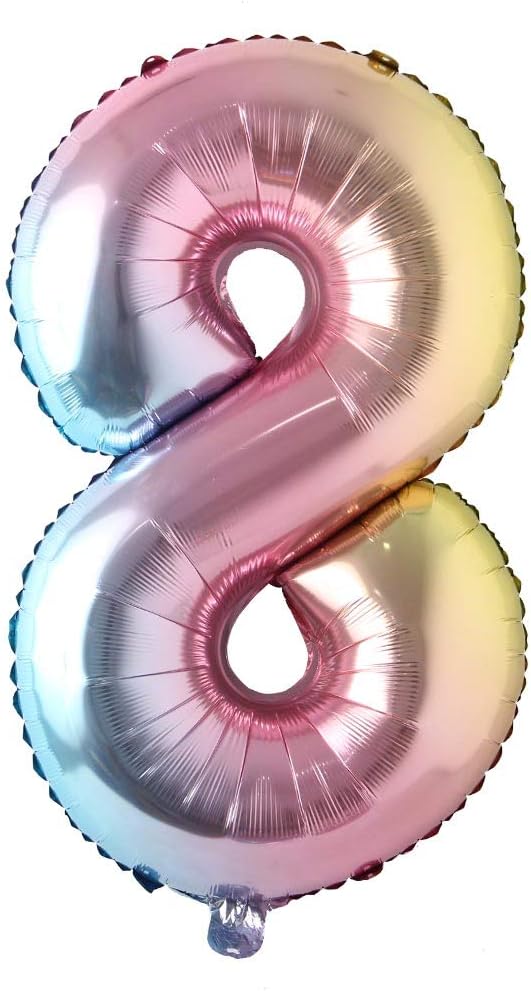 32 Inch Number Balloons Foil Ballon Rainbow Gradient Digit ball colorful by REIANS