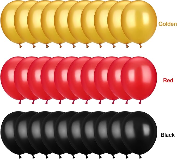TecUnite 100 Pcs Red Black Gold Latex Balloons 5 Inch Colorful Round Balloons - Image 6