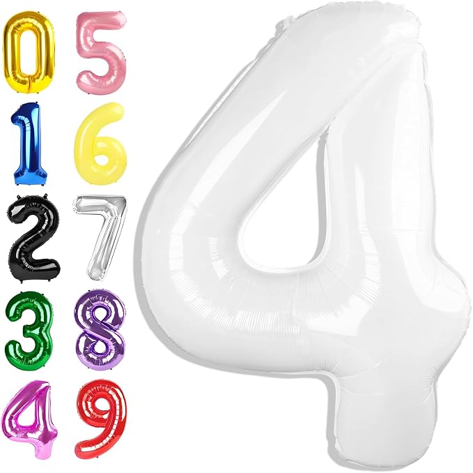 Number Balloons 40 Inch White 3 Balloon by Argthjy