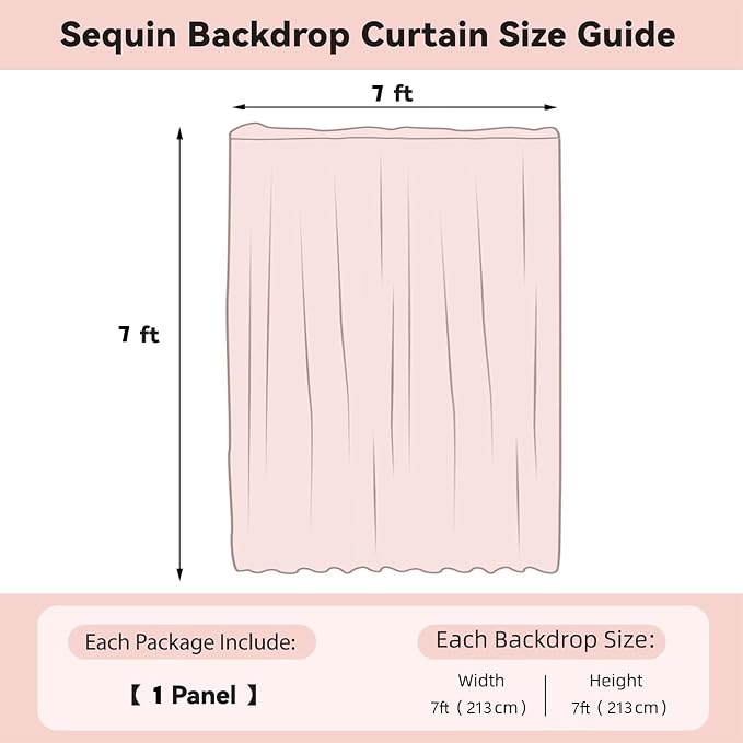 Sugargirl Silver Sequin Backdrop Curtain 7FTx7FT Glitter Silver Background - Image 6