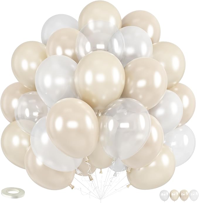 Pearl White Balloons, 12 Inch Double Stuffed Pearl Balloons by KAINSY