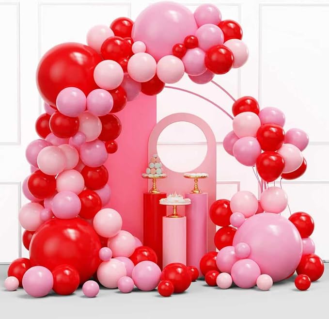 YMSZ Red and Pink Balloons Arch Kit, Valentines Balloons Arch Kit | 134pcs Pink by YMSZ