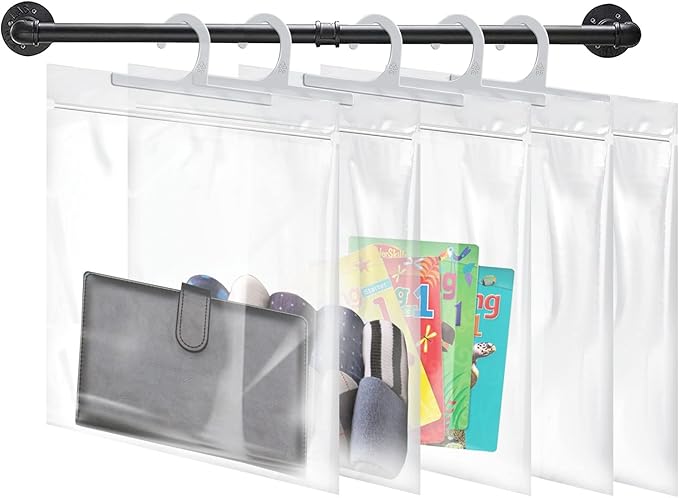 24 Pack Hanging Storage Bags, Large Hook 10 x 12.5-inch Clear Plastic Bags - Image 2