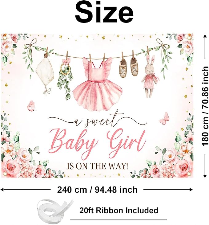 Mocsicka Baby Shower Backdrop Banner Cute Clothes Baby Shower Background a - Image 4