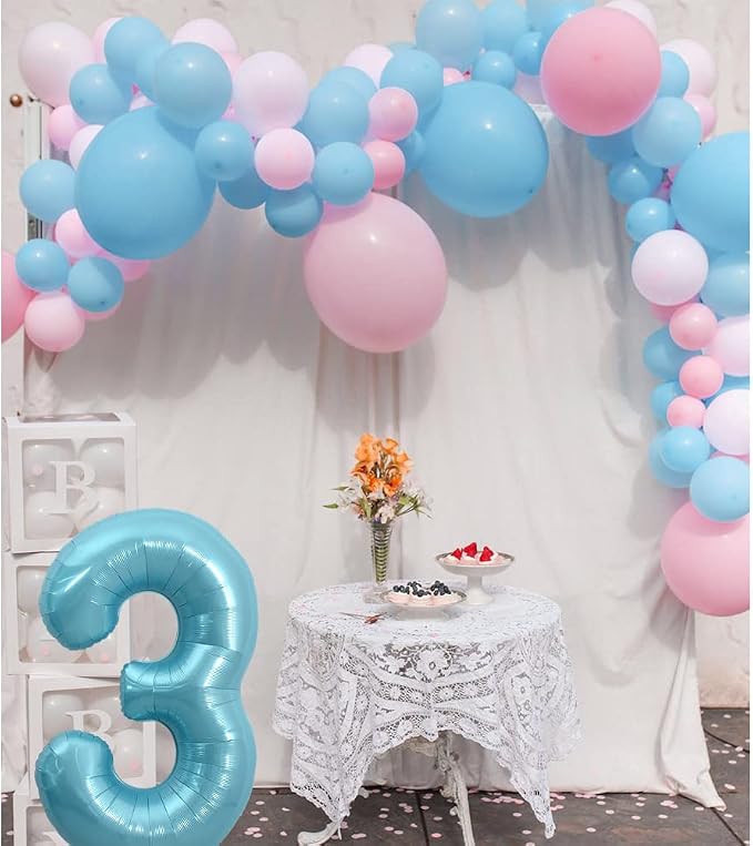 TONIFUL 40 Inch Light Blue Large Numbers 0-9, Number 3 Digital 3 Helium Balloons - Image 5