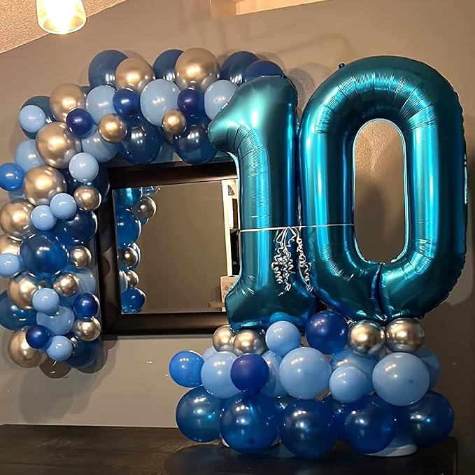40" Blue Number 7 Balloon for Boys, Large Self Inflating Foil Number Balloons - Image 8