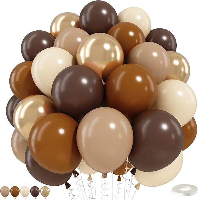 Brown Balloons 50pcs, 12inch Double Stuffed Dark Coffee Brown Tan Beige Sand by Togvu