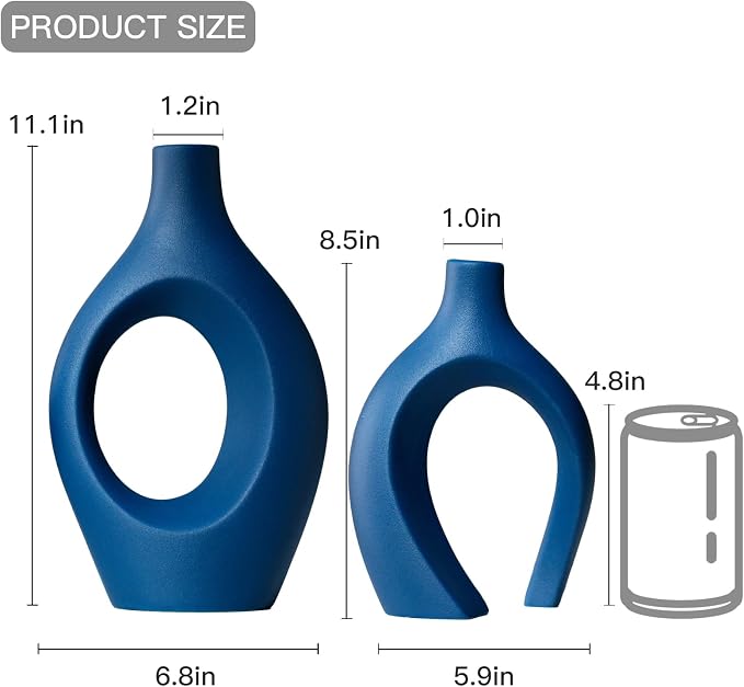 Lvases Blue Snuggle Hollow Ceramic Vase Minimalist Decorative Vases of 2 | 11 - Image 6