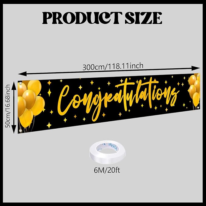 Congratulations Yard Banner Class of 2026 Graduation Party Decorations Gold - Image 2
