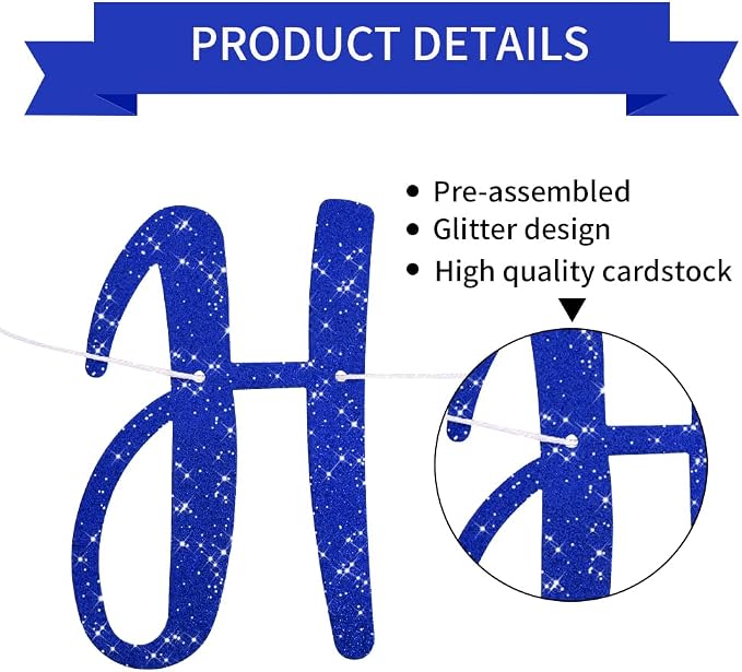 BEISHIDA Pre-Strung Glitter Blue Happy Retirement Banner Party Decoration | NO - Image 3