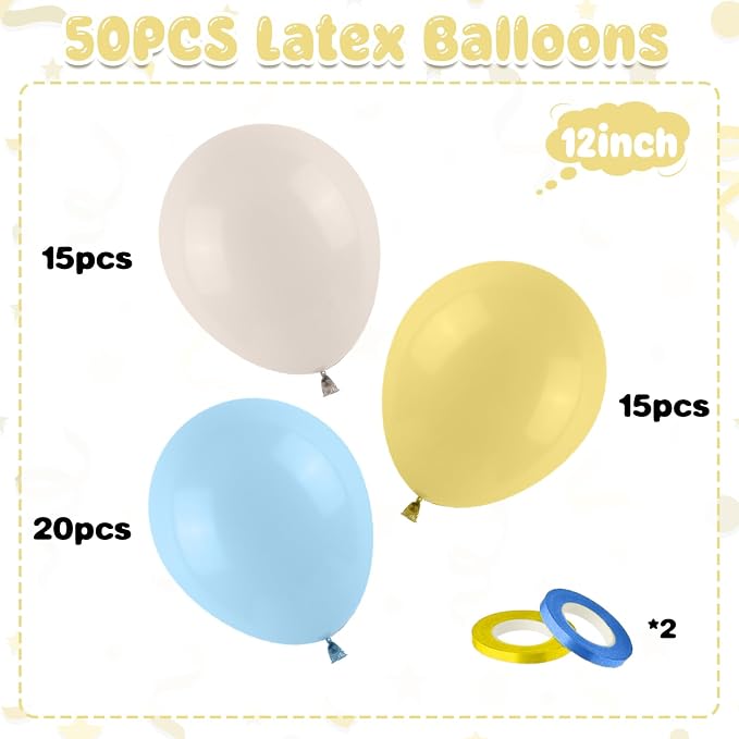 Pastel Blue Yellow Balloons - Image 2
