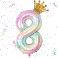 Stars Rainbow Gradient Number 8 Balloon, Giant 40 Inch & Mini Crown Balloons by Unknown