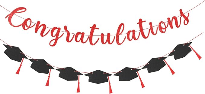 Class of 2026 Graduation Decorations Pre-Strung Glitter Congratulations Banner by Unknown