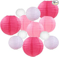 Pink Paper Lanterns 12 Pcs Assorted size of 6" 8" 10" 12" Chinese Round Paper by Famolay