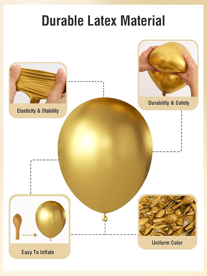 Gold Balloons 125 Pcs Gold Balloons Different Sizes 18 Inch 12 Inch 10 Inch 5 - Image 4