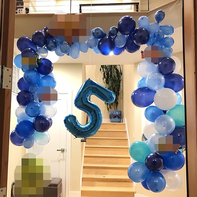 Blue Number 70 Balloons, 40 Inch Large Blue Foil Number 7 & 0 Balloons - Image 5