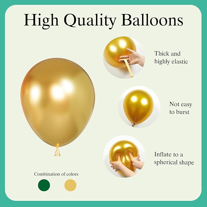 Green and Gold Balloons Set, Graduation, St.Patrick's Day, Jungle Party - Image 3