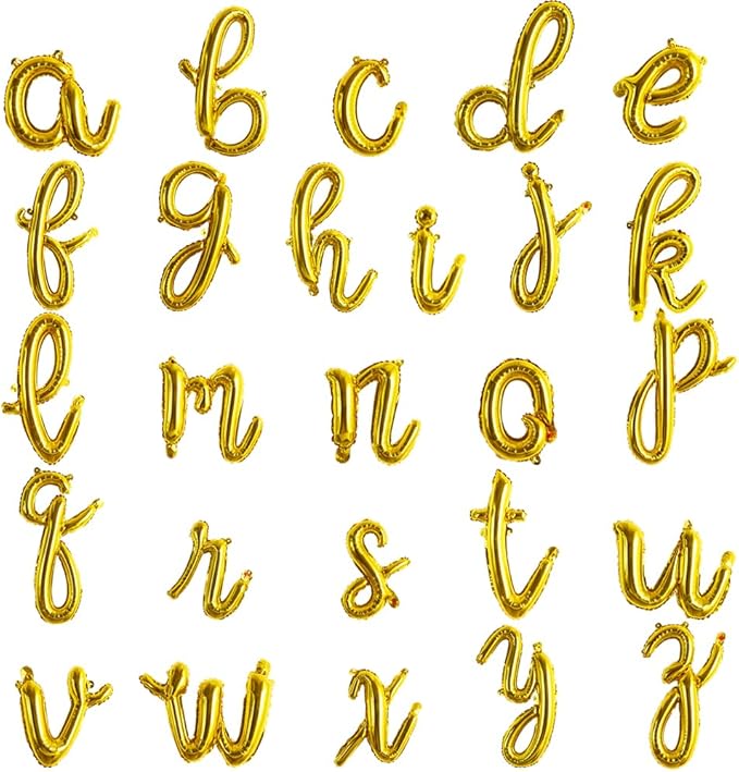 TONIFUL Cursive Gold Letter Balloon 2 Set 16Inch A-Z Custom Alphabet Banner | by TONIFUL