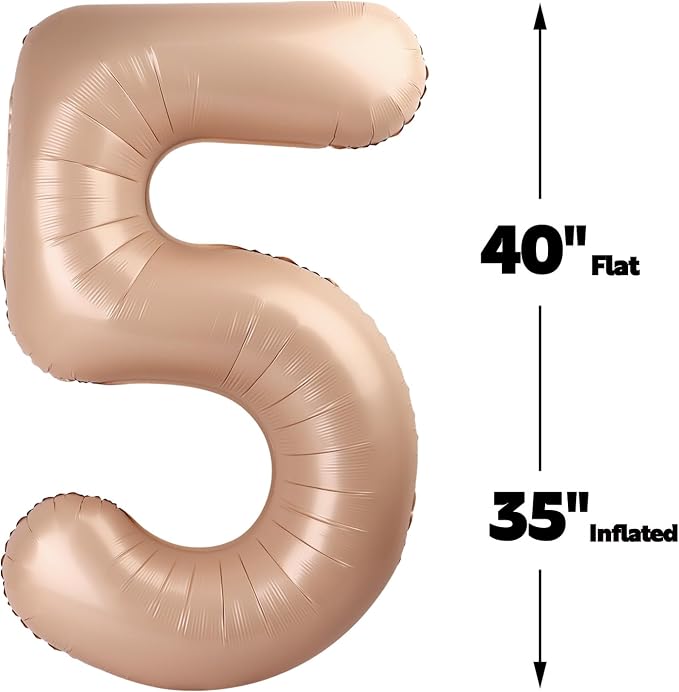 Light Brown Number 5 Balloon 40 inch, Light Brown Birthday Party Decorations | - Image 3