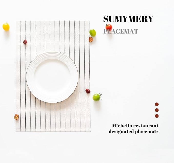 Placemats Set of 6 Vinyl/Plastic Woven Place Mats - Image 5