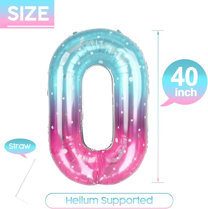 0 Balloon - Starry Sky Birthday Number Balloons, 40 Inch Party Decorations | - Image 5
