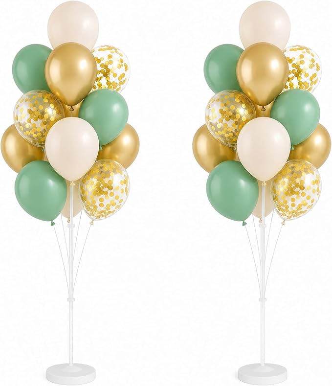 Sage Green Gold Balloon Column Stand Kit by Tosuced