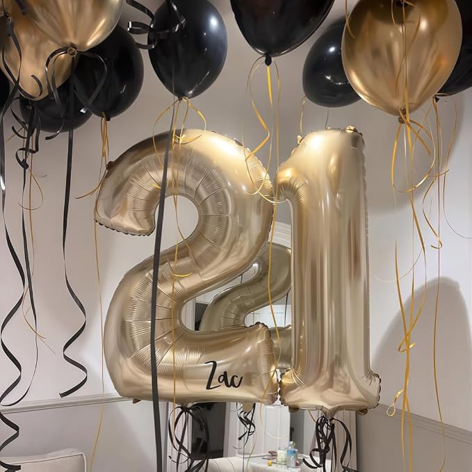 Champagne Gold 7 Balloon Number, 40 Inch Light Gold 7 Balloons Big Foil Mylar - Image 7