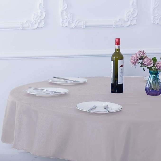 Ascoza 2pack 70 Inch Silver Round Tablecloth in Washable Polyester Fabric for Wedding/Banquet/Restaurant/Parties