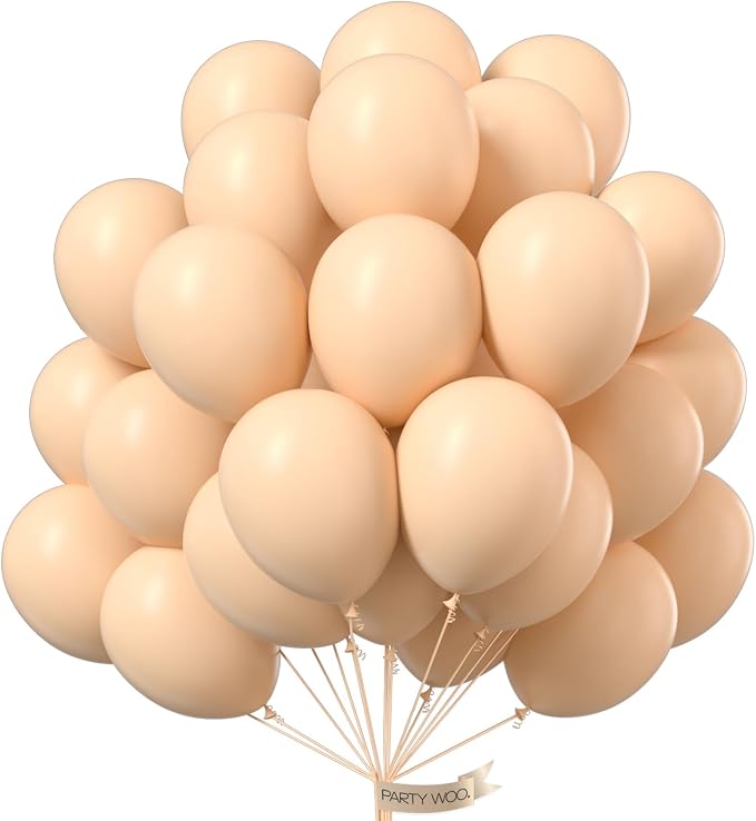 PartyWoo Nude Balloons 50pcs Apricot Boho Fall Neutral Color | 12 Inch Balloons by PartyWoo