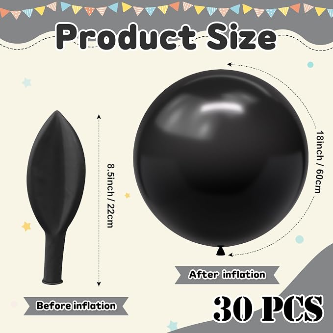 Black Balloons 30pcs 18 Inch Latex Balloon - Image 2