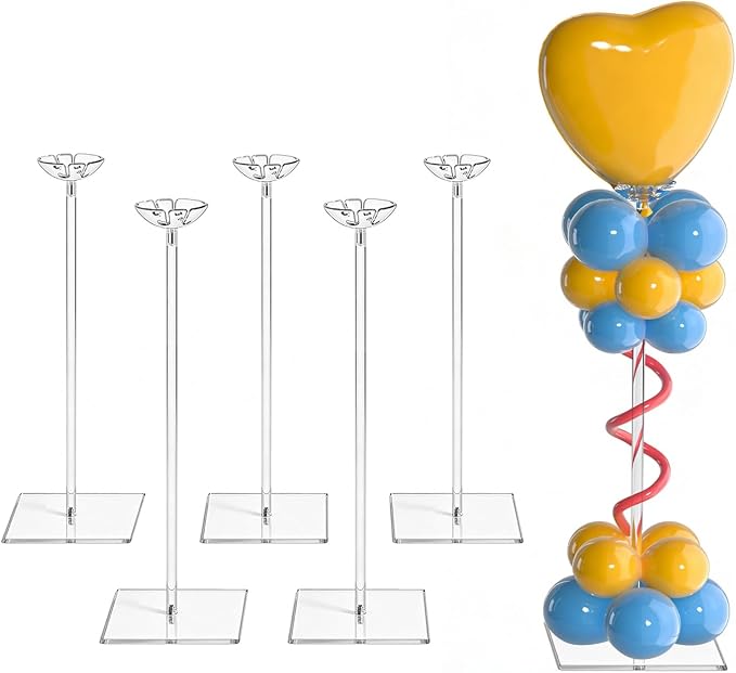 12 Pack Clear Acrylic Balloon Stand 15.75 inch Party Centerpiece Kit by HEKORE