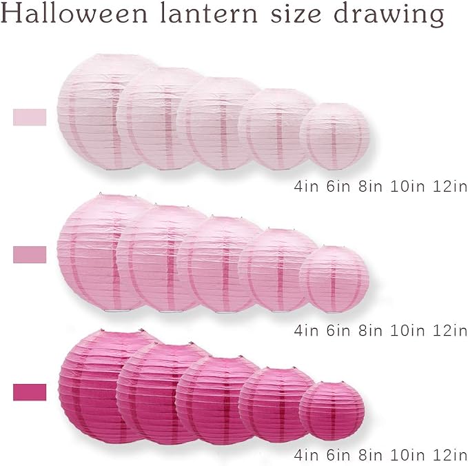Pink Round Chinese Paper Lanterns Decorative - Image 2