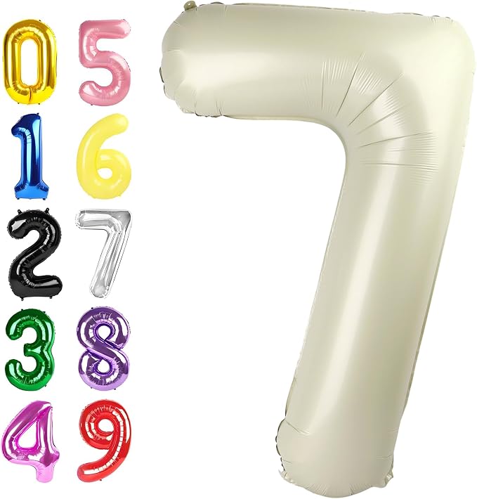 6 Number Balloons Cream 40 Inch Foil Balloon by Argthjy