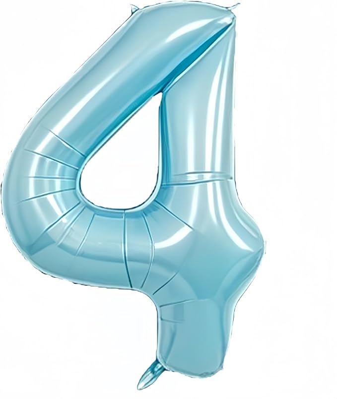 40 Inch Light Blue Number 4 Balloon | 4 Birthday Balloon by GLASNES