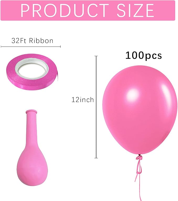 Pink Balloons Light Pink Birthday Decorations 100 Pack 12 inch Round Gender - Image 2