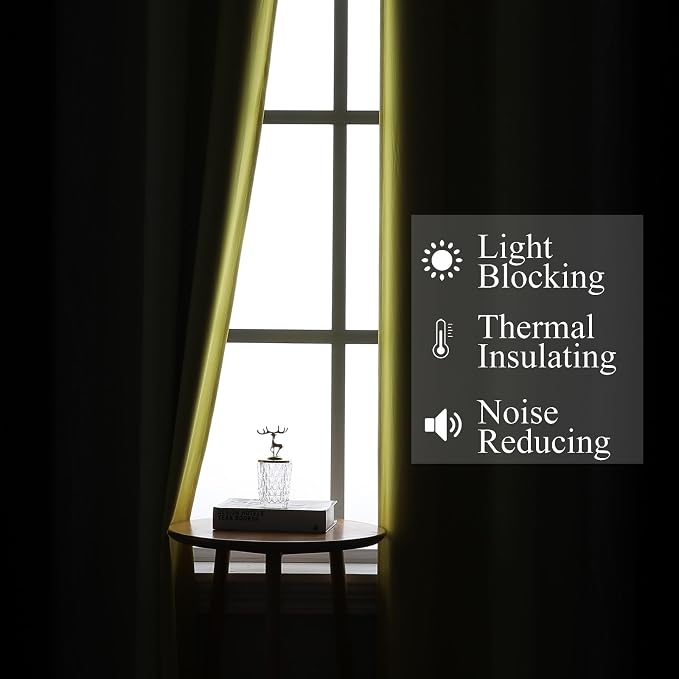 Black and Yellow Blackout Curtains 45 Inch Length, Full Light Blocking Gradient - Image 3