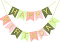 Letjolt Green Pink Happy Birthday Banner Handmade Girls Party 13pcs | Birthday by Letjolt
